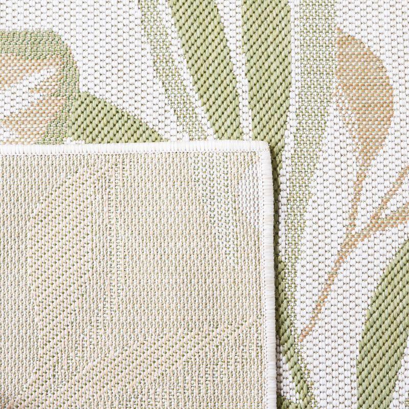 Ivory and Green Botanical Indoor/Outdoor Area Rug