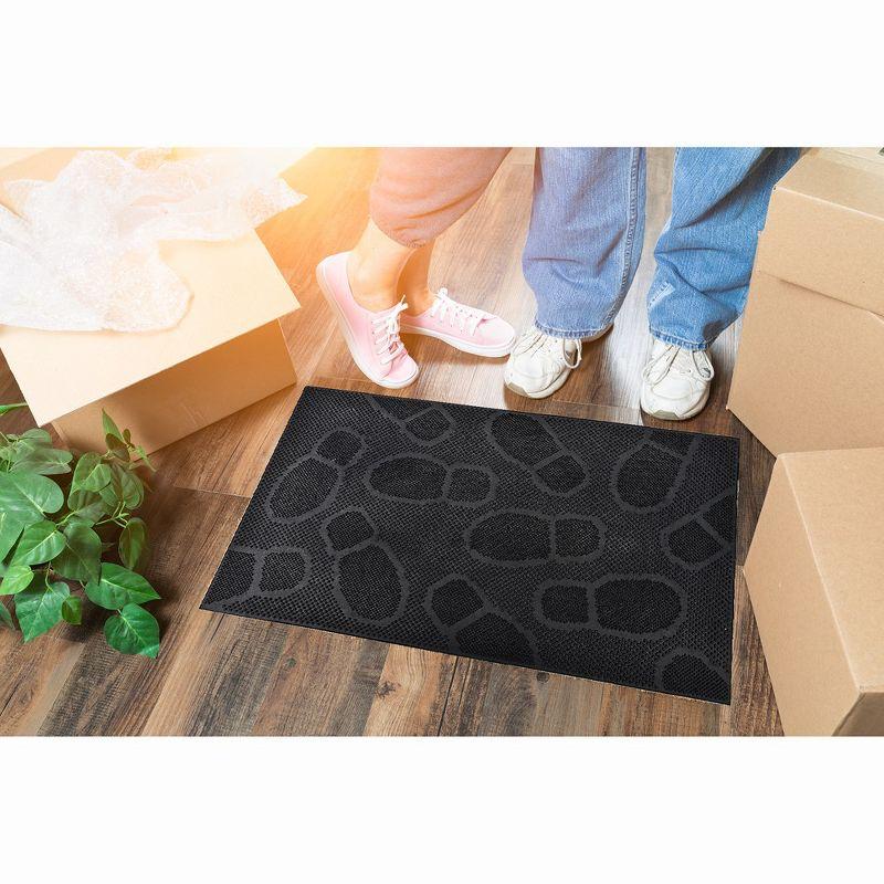 Evideco Outdoor Mat Front Rubber Shoeprint 30 in. x 18 in. Non-Slip Outdoor Door Mat