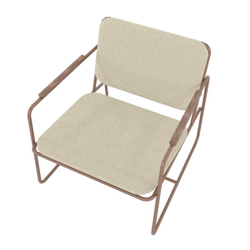 Manhattan Comfort2.0 Whythe Low Accent Chair Natural Linen/Corten : Upholstered, Steel Frame, No Assembly Required