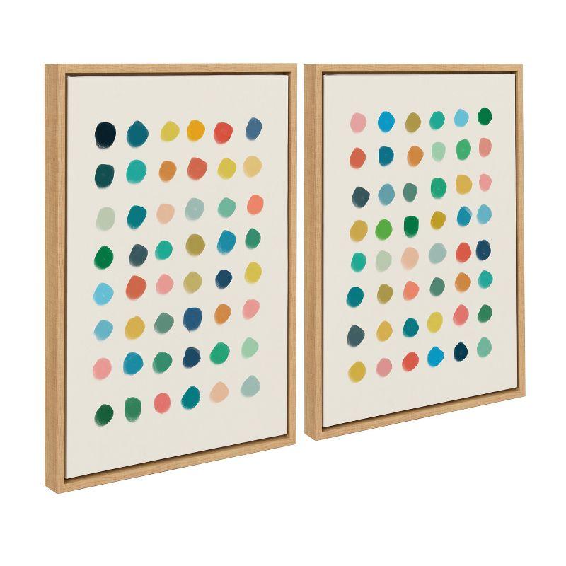 Colorful Abstract Polka Dot Framed Canvas Wall Art Set