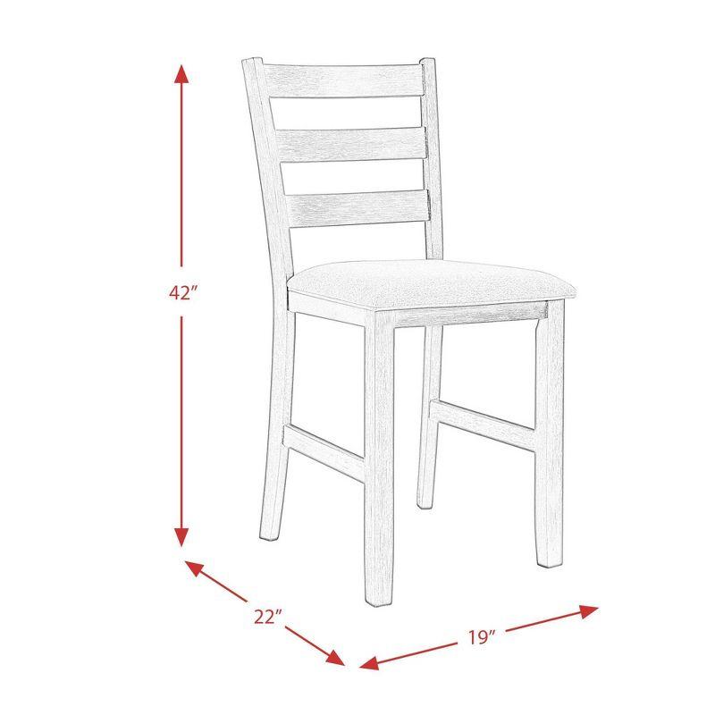 5pc Kona Counter Height Dining Set Brown - Picket House Furnishings: Modern Ladder Back Chairs, Wood Frame