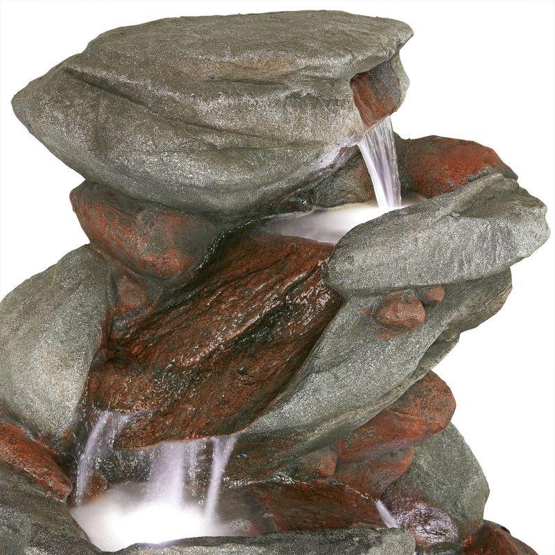 Alpine Corporation 53" Cascading Stone Water Fountain: Polyresin, 4 Basins, Electric, Outdoor Use