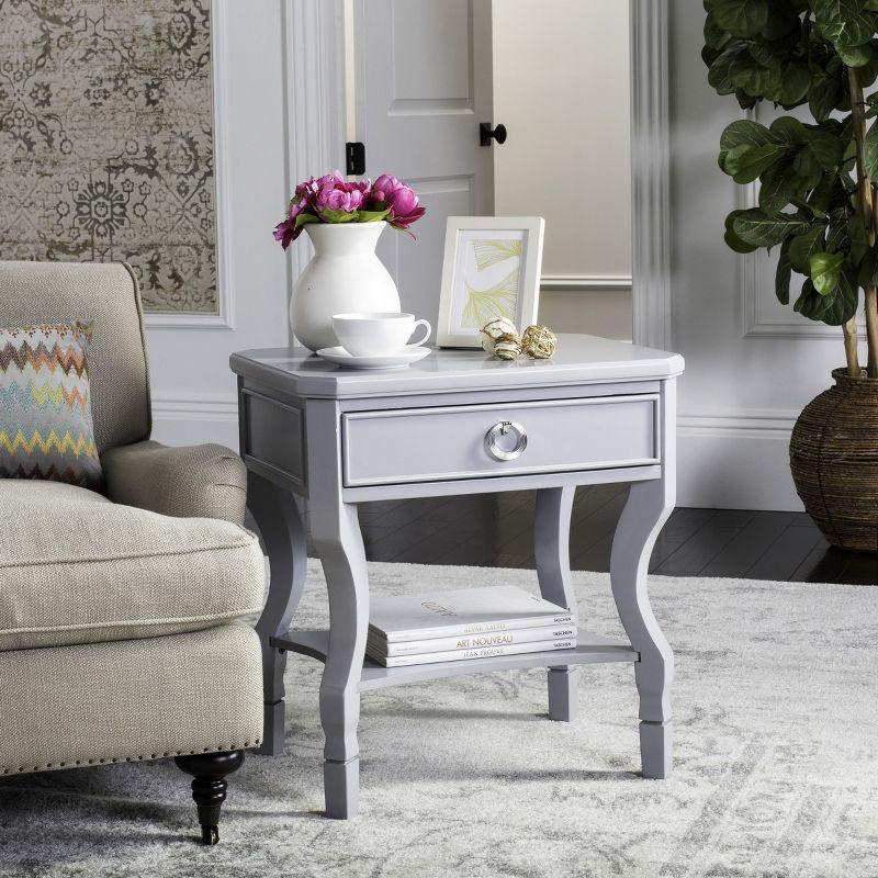 Gray Transitional 1-Drawer Nightstand with Silver Hardware