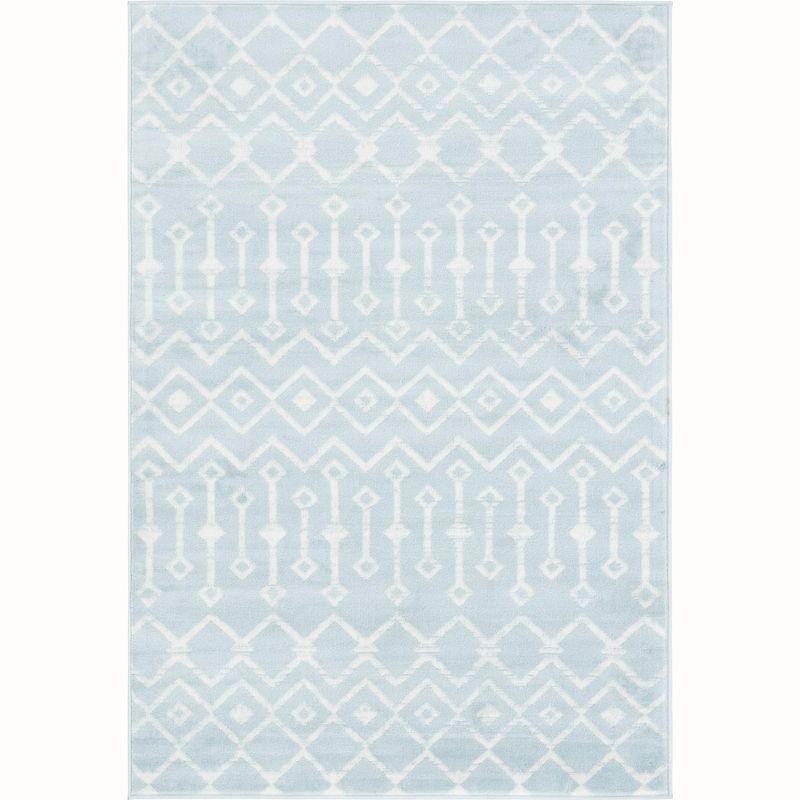 Unique Loom 4' 1 x 6' 1 Rectangle Moroccan Trellis Light Blue Area Rug