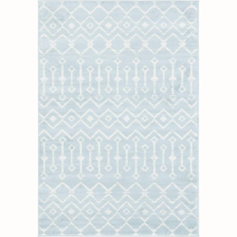 Light Blue Trellis 4'x6' Easy-Care Synthetic Area Rug