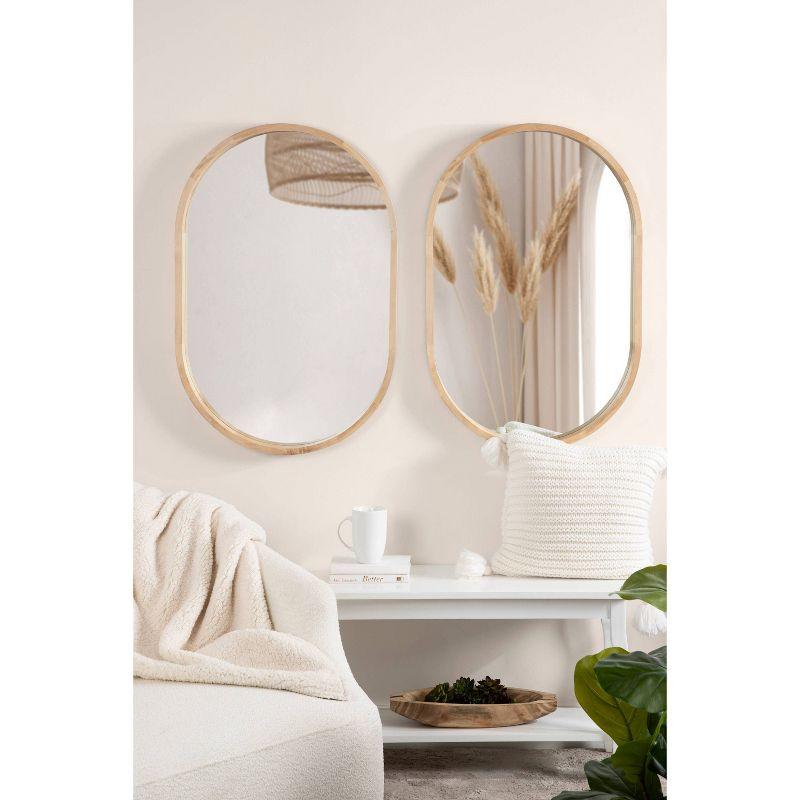 24" x 36" Hutton Wood Framed Capsule Wall Mirror Natural: Scandinavian Style, Poplar Frame - Kate & Laurel