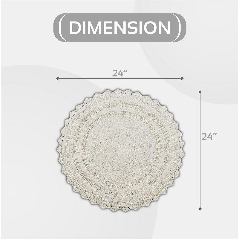 Better Trends Lilly Crochet 100% Cotton Tufted Reversible Bath Rug 24" Round - Ivory