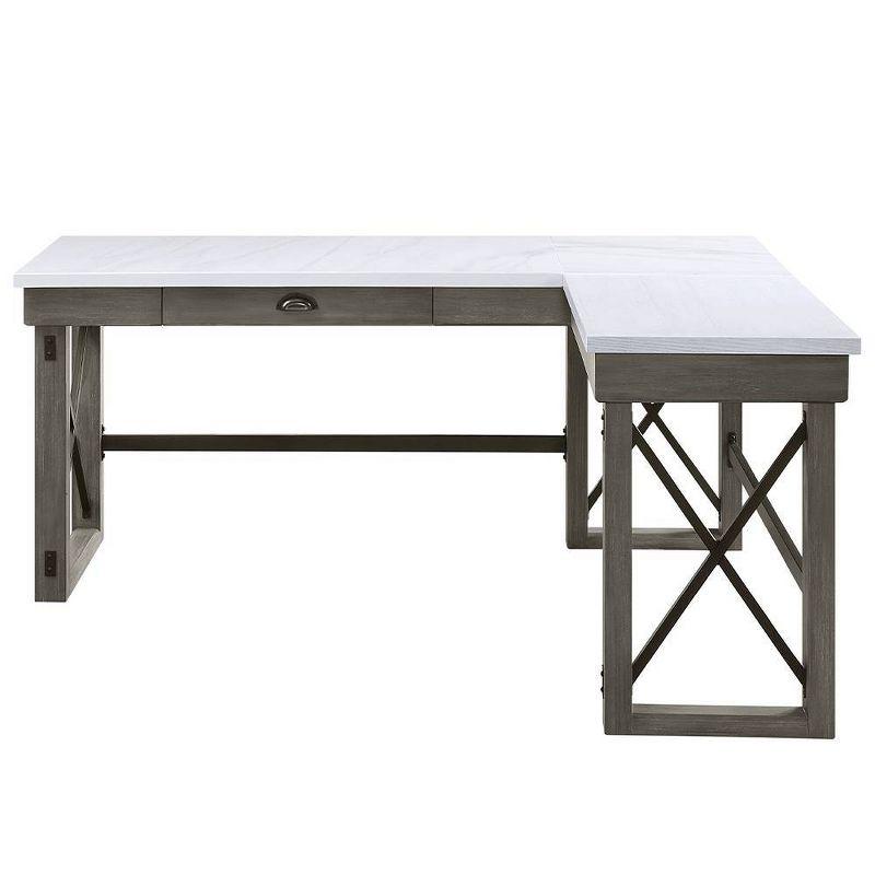 67" Talmar Marble Top Writing Desk with File Drawer & Lift Storage - Acme Furniture