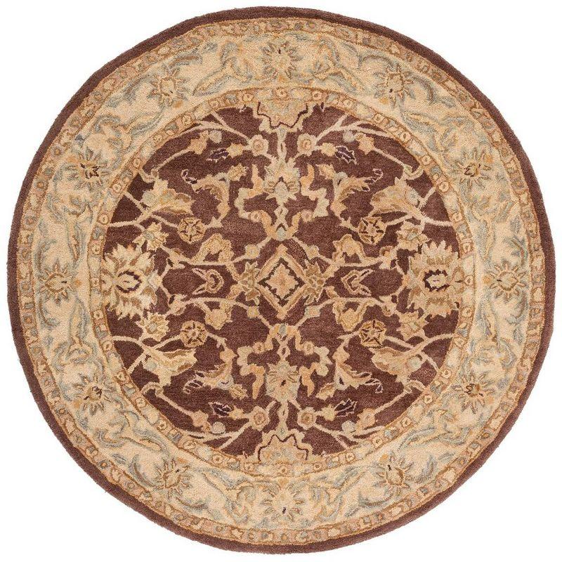 Heritage Elegance Round Hand-Tufted Wool Rug in Brown/Tan, 8' Diameter