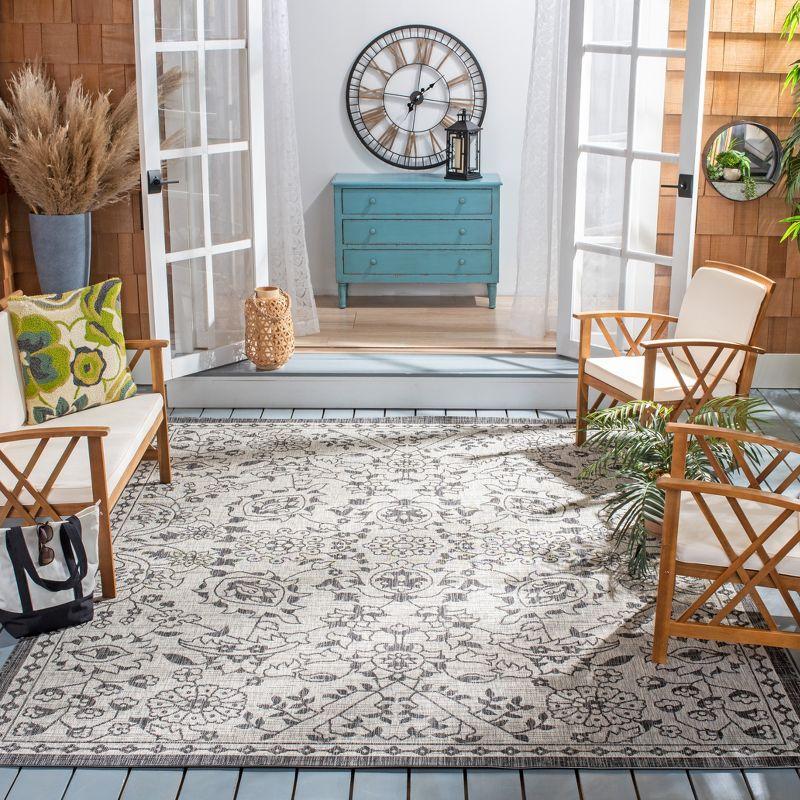 Courtyard Grey 6'7" Square Non-Slip Outdoor Rug