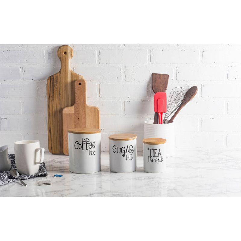 Everly Quinn 3 Pcs Ceramic Canisters Set for Sugar Coffee Tea, Luxurious Storage Containers Sets with Lids (Set of 3)