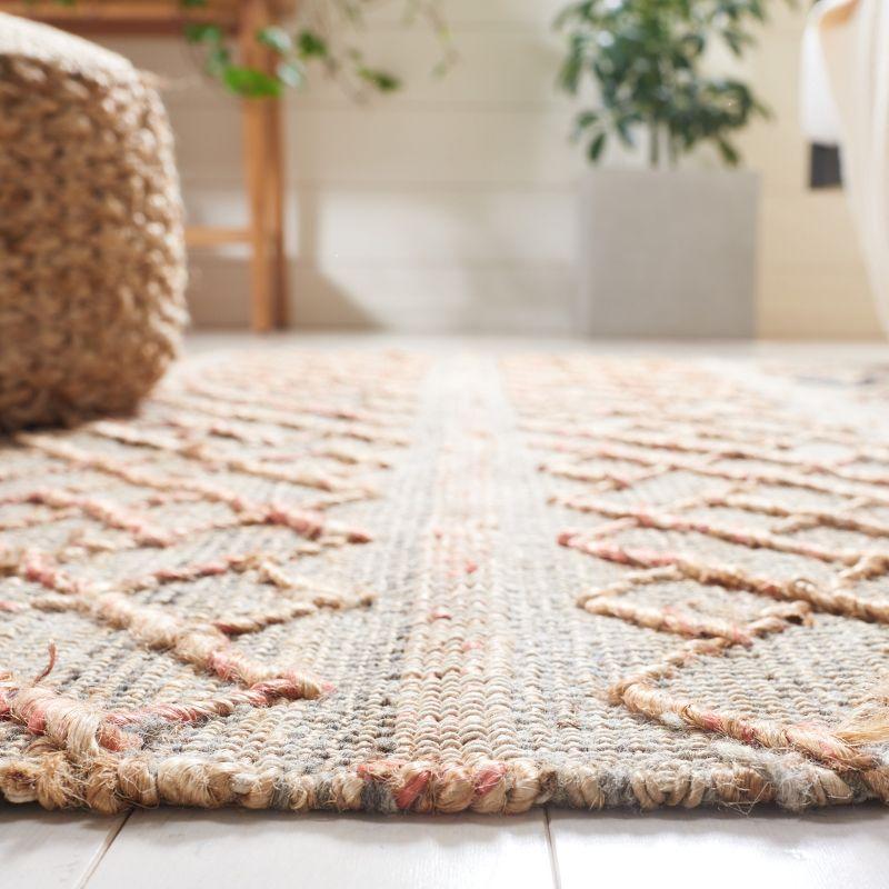 Natural Beige and Rust Flat Woven Cotton Area Rug