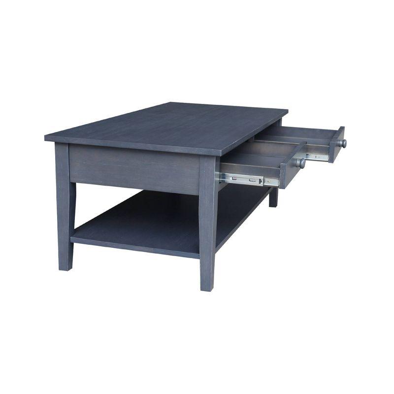 International Concepts Spencer Coffee Table Antique Washed Heather Gray: Solid Wood, Parawood, Rectangle