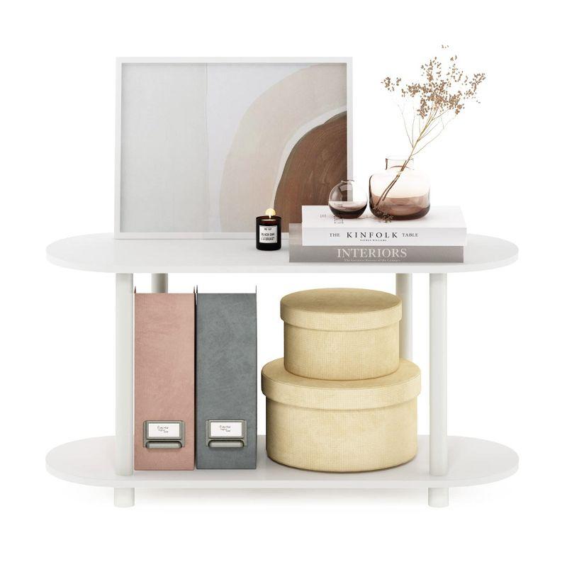 Furinno Modern 2-Tier Oval Side Table Accent End Table Entryway Table for Living Room Bedroom Home Decor,White