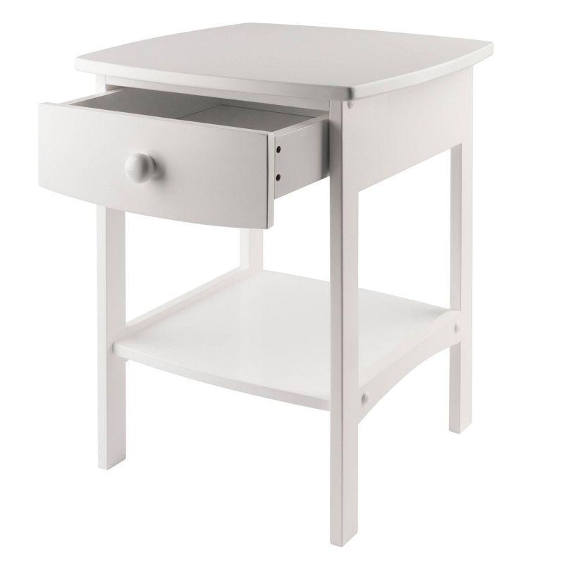 Claire Accent Table White - Winsome: Wood Composite Nightstand with Drawer & Shelf, Spot Clean