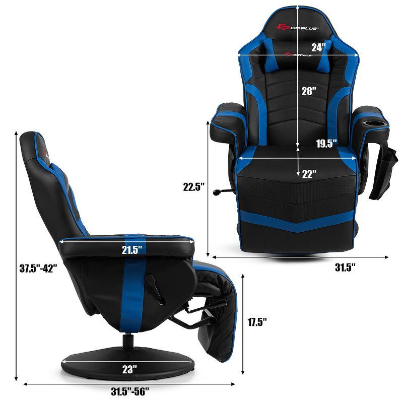 Costway Massage Gaming Recliner Reclining Racing Chair Swivel Blue