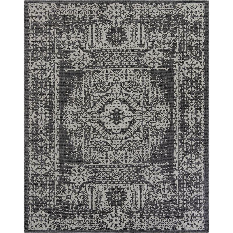 Charcoal Gray 7' x 10' Synthetic Rectangular Outdoor Rug