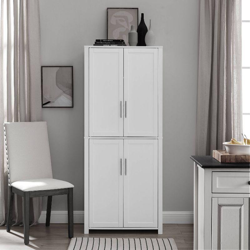 Savannah Tall Pantry White - Crosley: Shaker-Style Doors, 6 Adjustable Shelves, MDF Wood