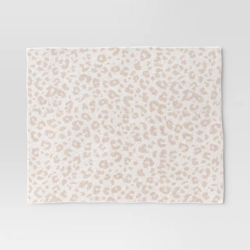 Cozy Feathery Knit Cheetah Throw Blanket Beige - Threshold™: Sensory Friendly, Jacquard Weave, 50x60"