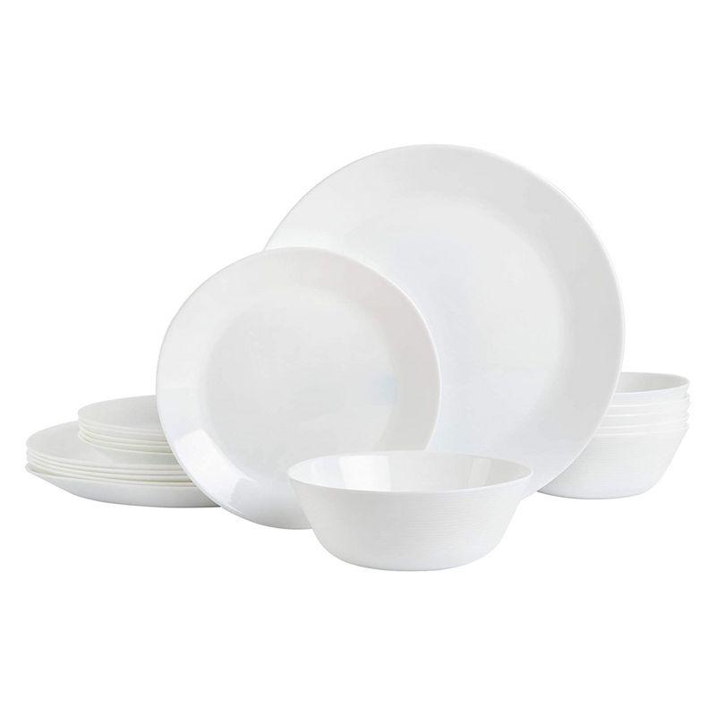 White Opal Glass Square Dinnerware Set, Service for 6