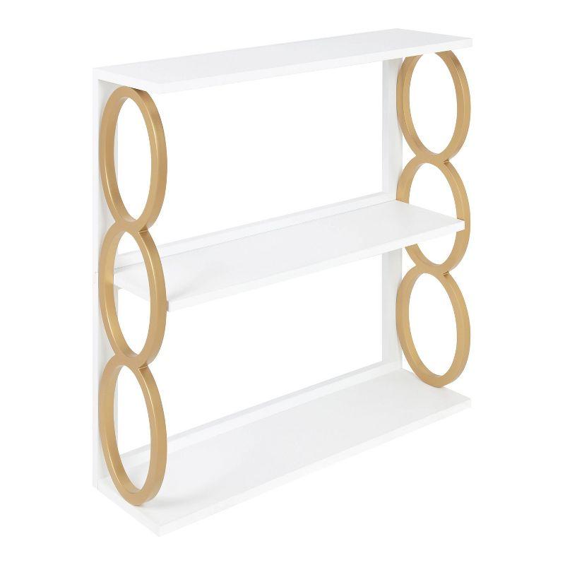 White and Gold Mid-Century Modern 3-Tier Floating Wall Shelf