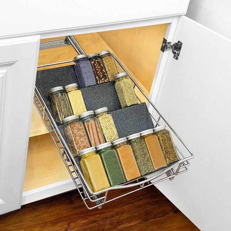 LYNK PROFESSIONAL LYNK PROFESSIONAL® Spice Drawer Organizer - Heavy Gauge Steel 4 Tier Spice Rack - Silver Metallic
