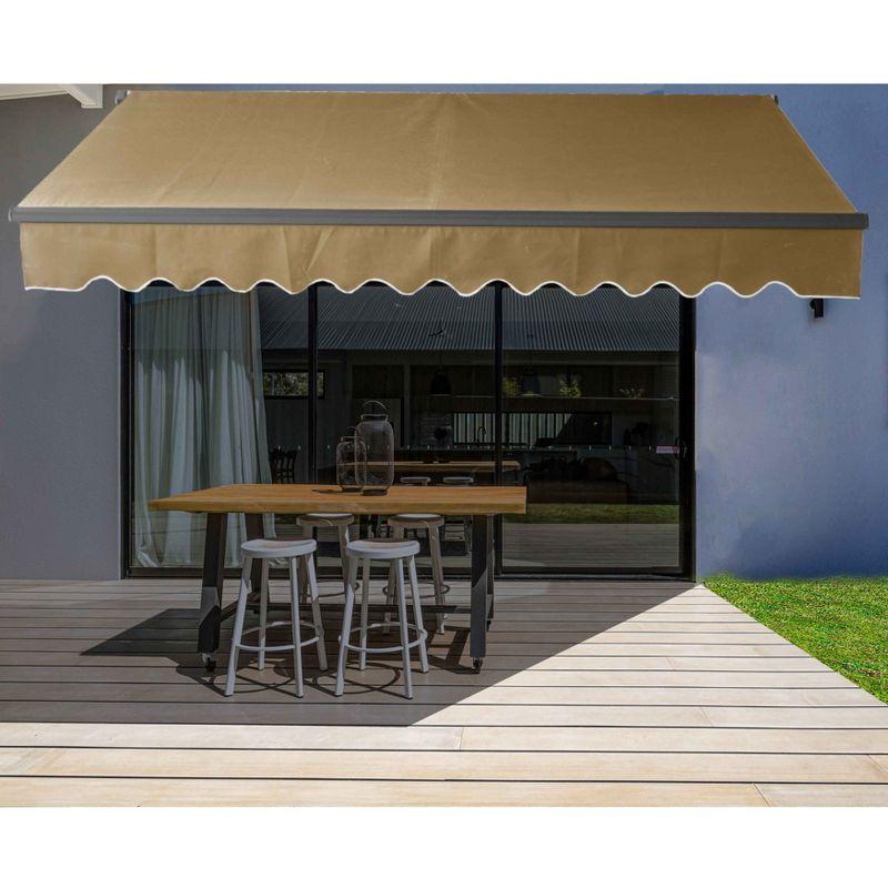 Retractable Home Patio Awning | Deck Canopy |UV Protection Sunshade | Manual Black Frame | Upgraded 2024