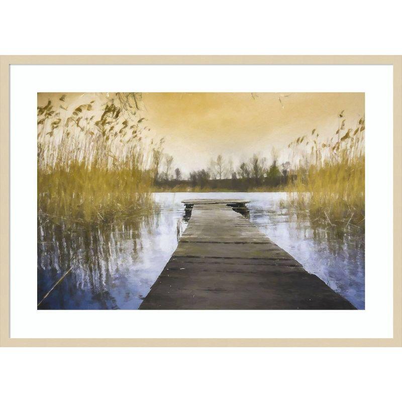 Kim Curinga Marsh Jetty Natural Wood Framed Print