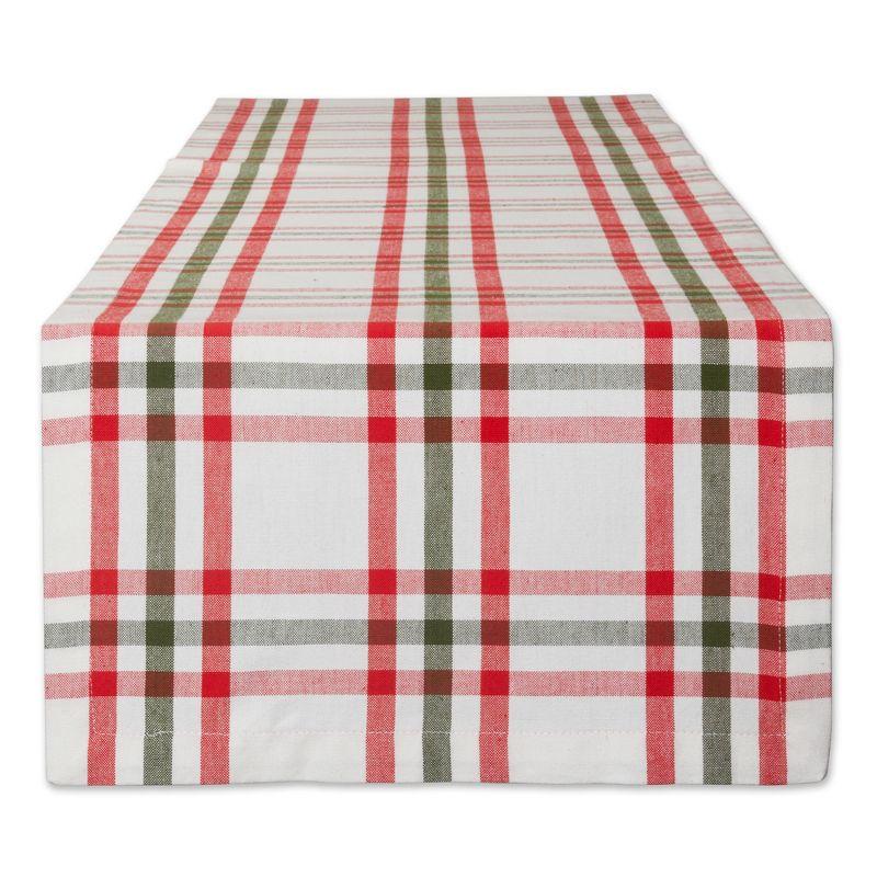 Design Imports  Christmas Nutcracker Plaid Table Runner, Red/Green, 14X108"