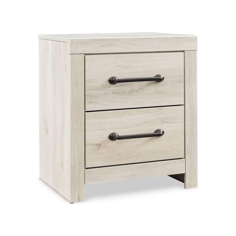 Cambeck Nightstand White - Signature Design by Ashley: Industrial Style Bedside Table with USB Ports & Storage