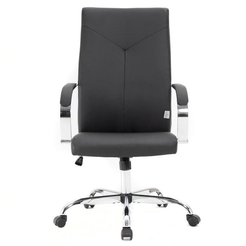 LeisureMod Sonora High-Back Leather Office Chair with Adjustable Height, Swivel, and Tilt in Black