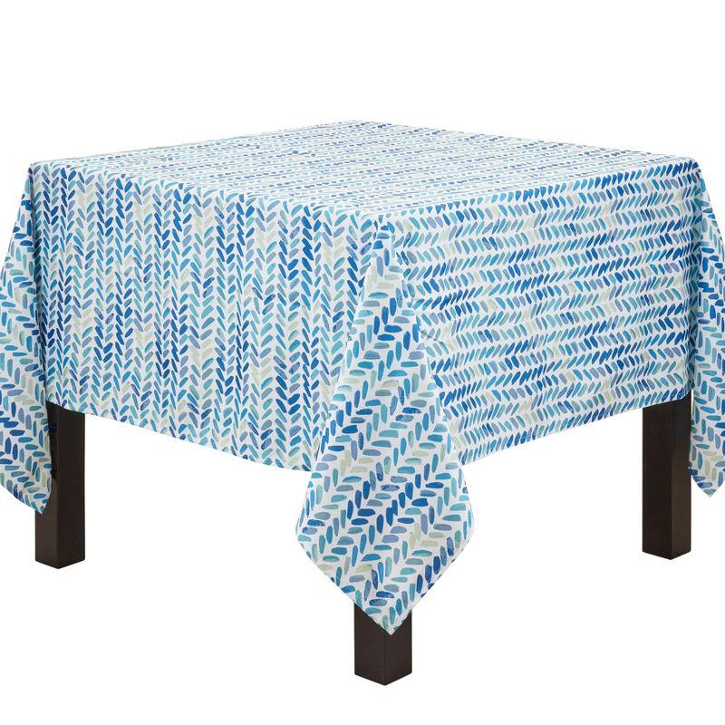 Blue Watercolor Chevron Design Fabric Tablecloth, 70"