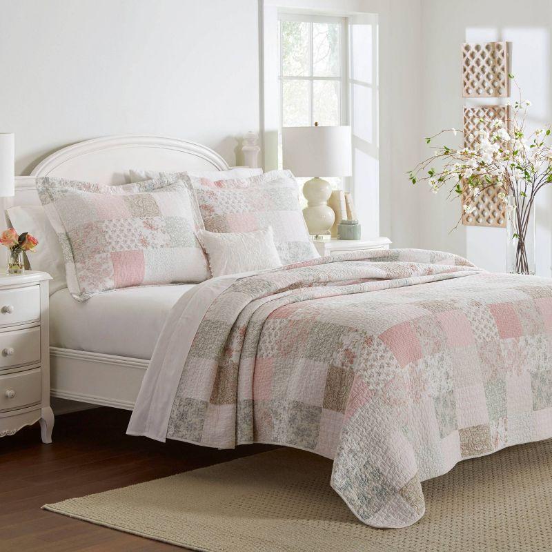 Celina Patchwork Pink King Cotton Reversible Quilt Set