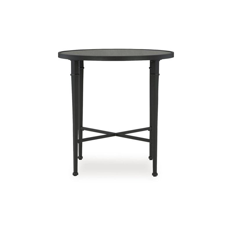 Signature Design by Ashley Cadeburg Round Mirrored Top Accent Table, Black