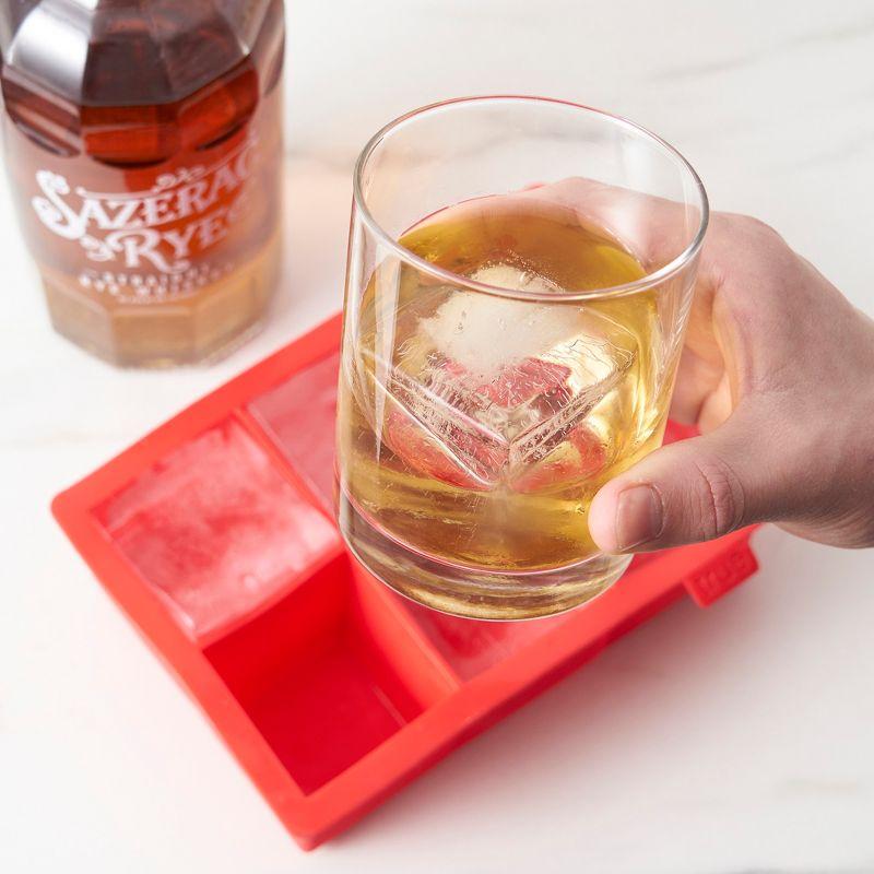 Red Silicone Extra Large Ice Cube Tray for 2-Inch Cubes