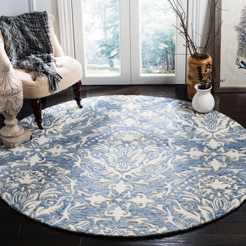 Blossom BLM107 Hand Tufted Indoor Area Rug - Blue/Ivory - 6' Round - Safavieh