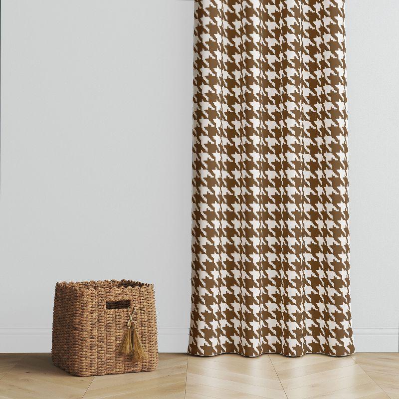 Bacati - Houndstooth Chocolate Cotton Printed Single Window Curtain Panel