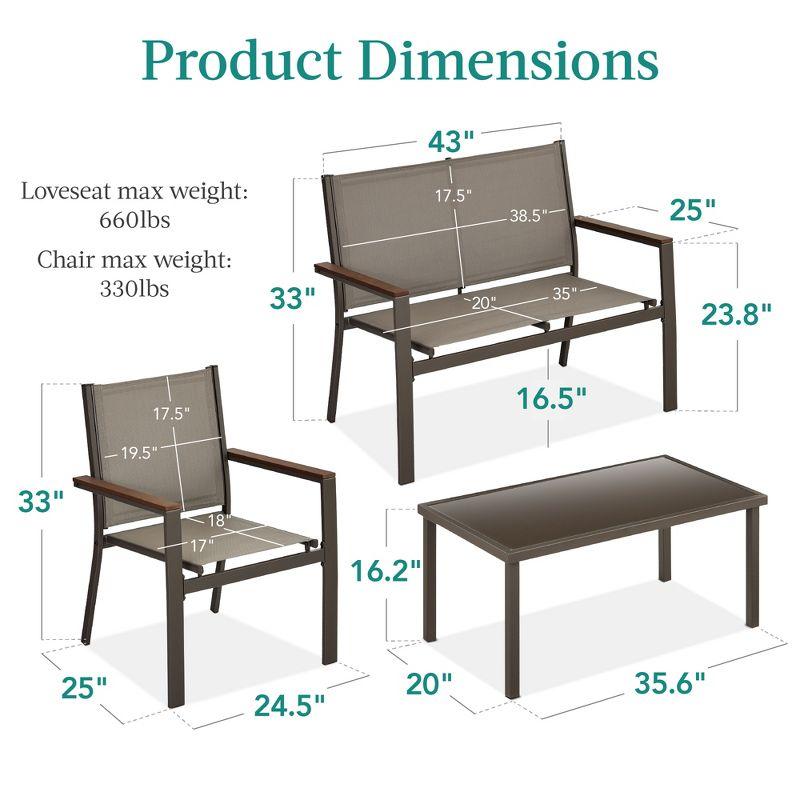 Best Choice Products 4-Piece Outdoor Textilene Patio Conversation Furniture Set w/ Loveseat, Table