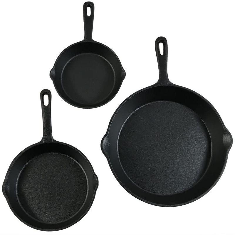 Hastings Home Nonstick Cast Iron Frying Pan Set - 3 Skillets