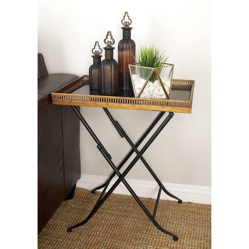 Traditional Folding Tray Table Gold - Olivia & May: Elegant Iron Frame, Marble Top, Indoor Use, Easy to Assemble