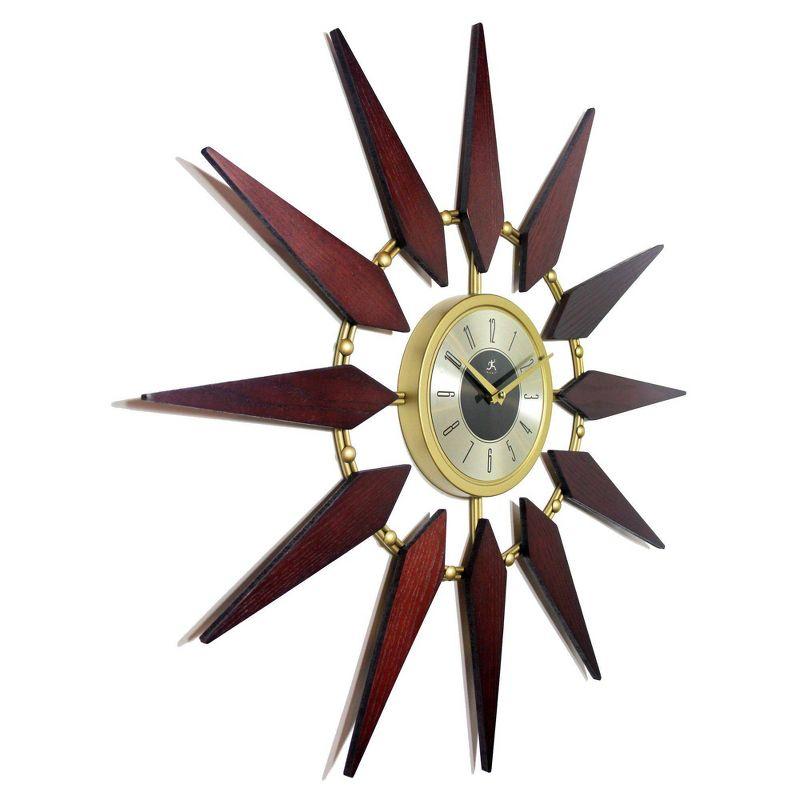 30" Metal Orion Wall Clock Walnut Brown - Infinity Instruments: Modern Analog, Indoor Use, Round Shape