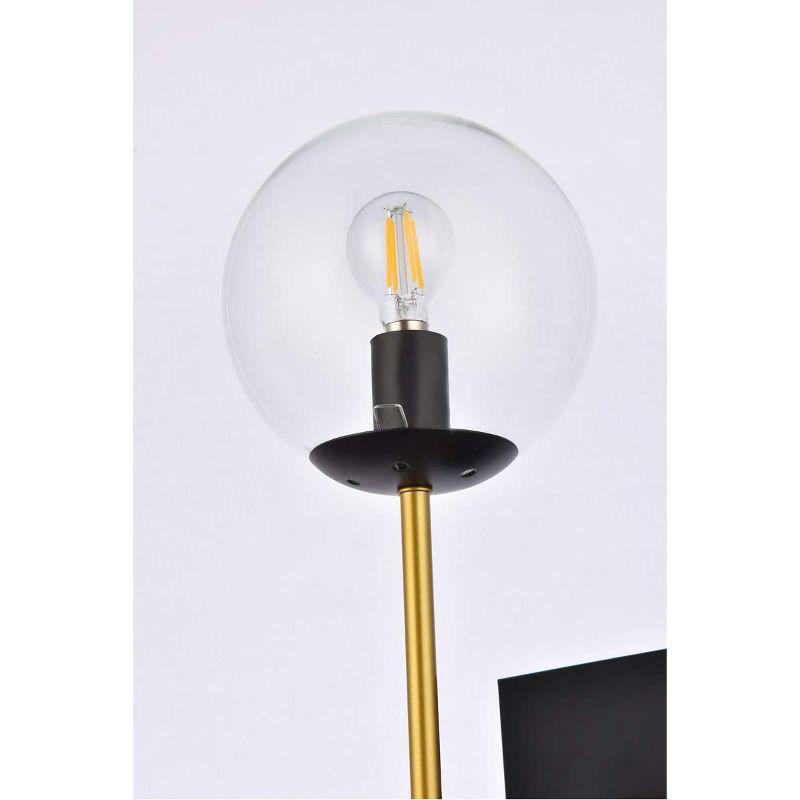 Elegant Lighting Neri 1 light black and brass and clear glass wall sconce