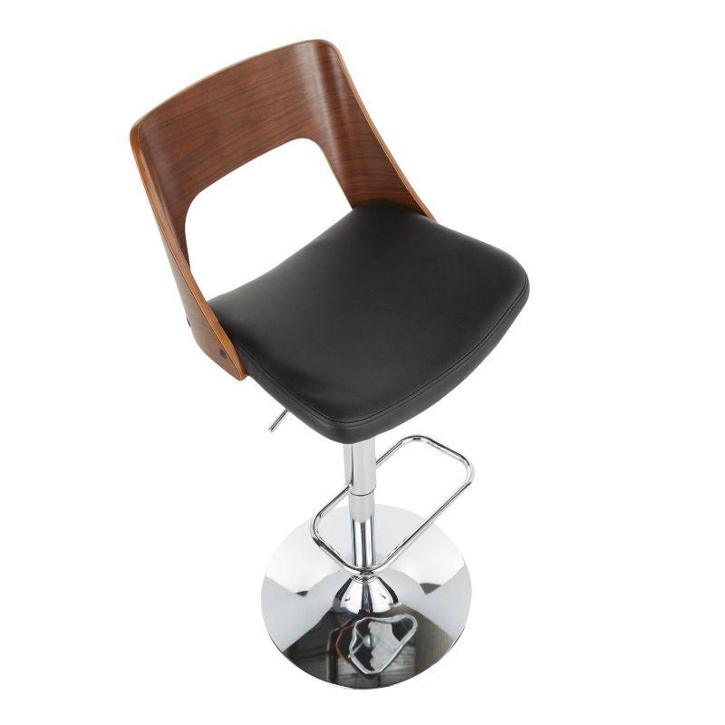 LumiSource Set of 2 Valencia Mid-Century Modern Adjustable Barstools Black: Swivel, Faux Leather Upholstery, Metal Legs