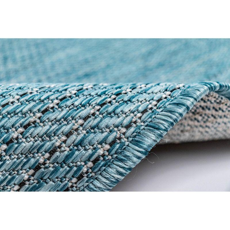 Aqua Stripe Easy-Care Rectangular Indoor/Outdoor Rug 3'9" x 5'7"