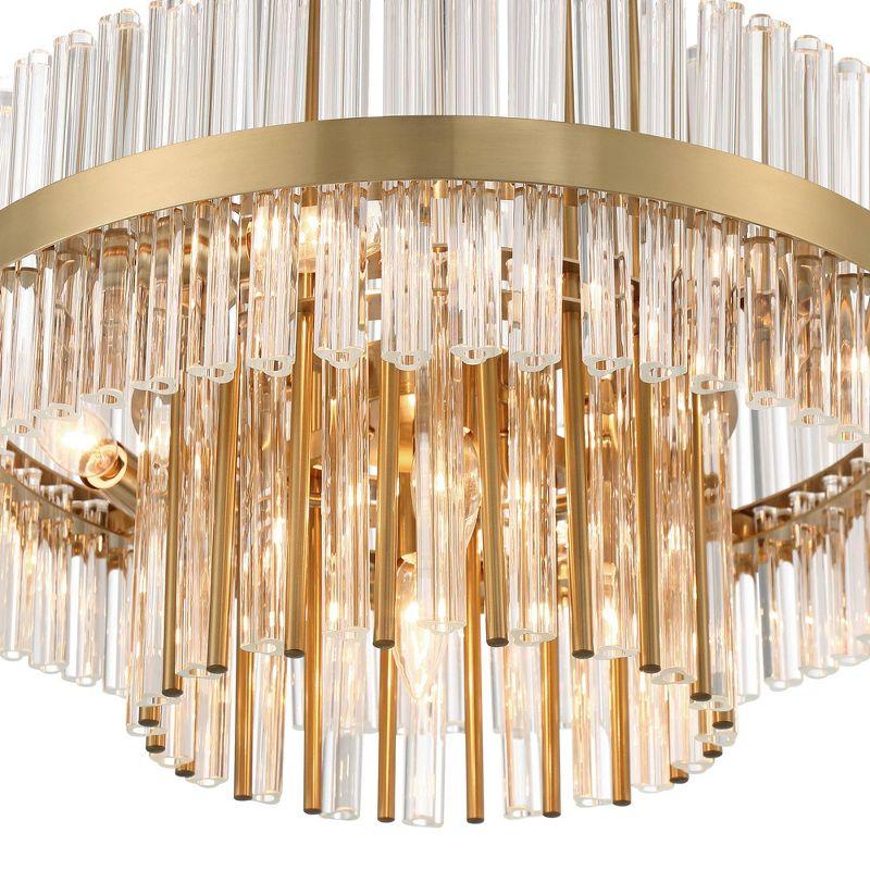 Possini Euro Design Jenna Soft Gold Chandelier 20" Wide Modern 2-Tier Clear Crystals 8-Light Fixture for Dining Room House Foyer