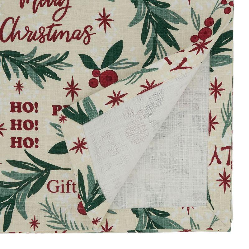 Holly Christmas Cotton Table Runner with Festive Design