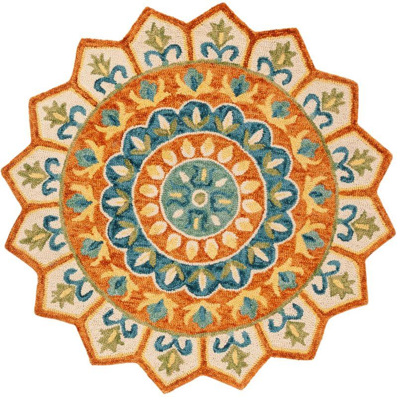 Novelty NOV605 Hand Tufted Indoor Area Rug - Rust/Ivory - 6' Round - Safavieh