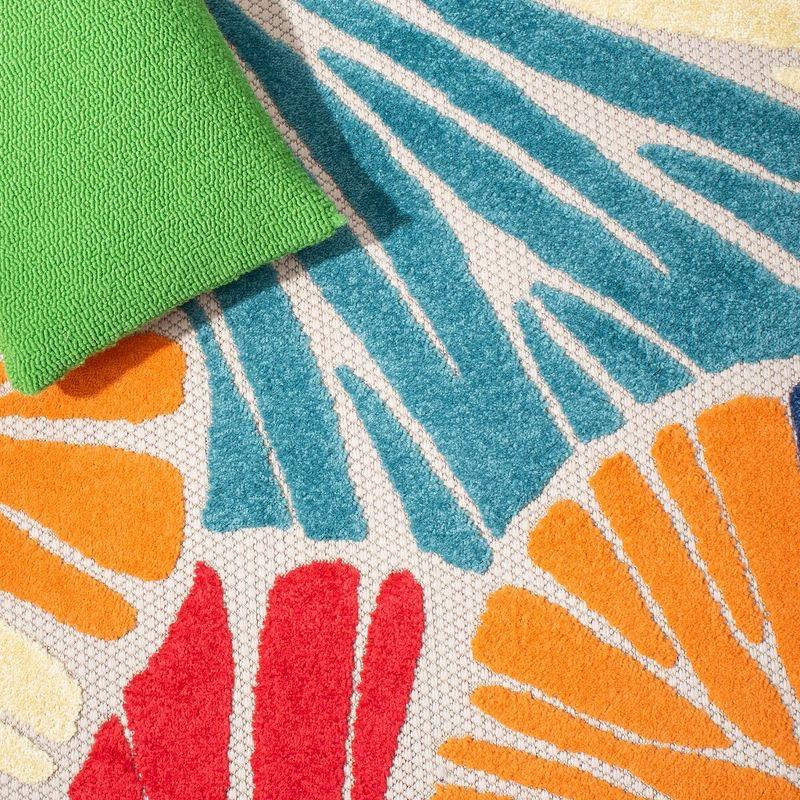 Cabana CBN356 Power Loomed Indoor and Outdoor Area Rug - Ivory/Blue - 6'7"x6'7" - Safavieh.