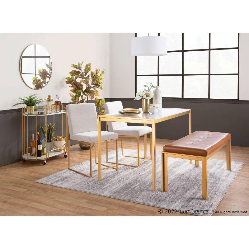 46" Fuji PU Leather/Metal Bench Gold/Camel - LumiSource: Plush, Upholstered, Entryway Seating