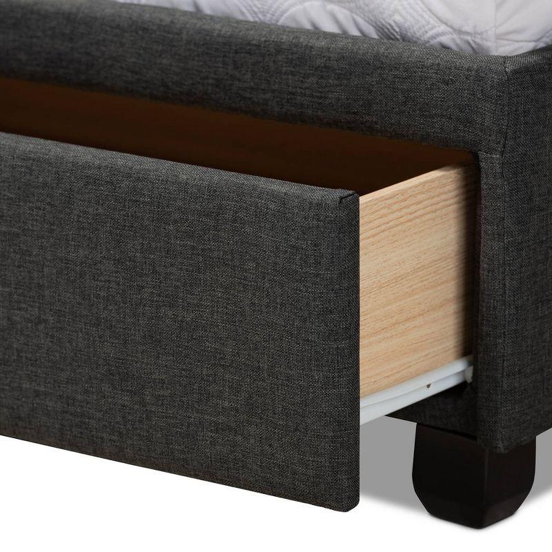King Netti Fabric Upholstered 2 Drawer Platform Storage Bed - Baxton Studio: Linen-Like Texture, Modern Design